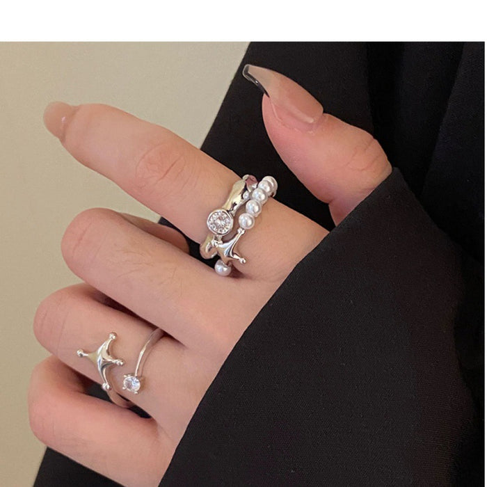 Wholesale Pearl and Diamond Alloy Ring JDC-RS-WuN002