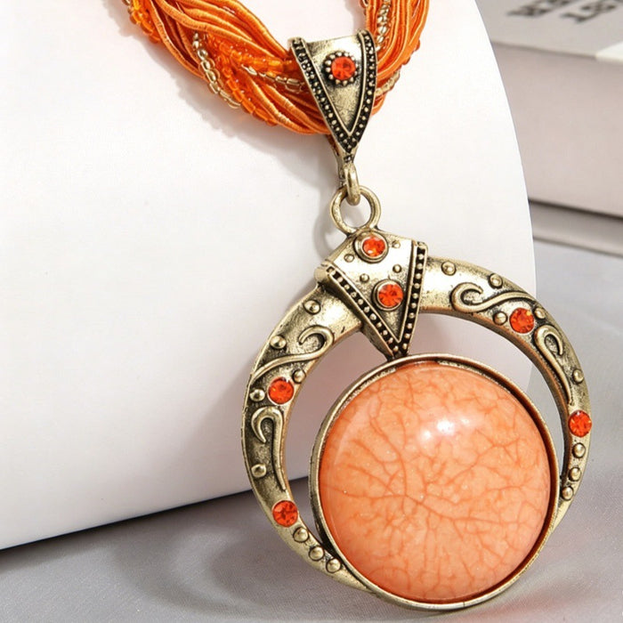 Wholesale Bohemian Ethnic Round Handwoven Necklace - Vintage Jewelry Accessory MOQ≥2