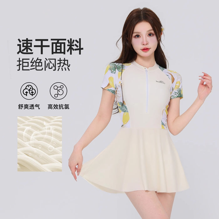 Wholesale New one-piece meat covering swimsuit with a high-end and conservative skirt style
