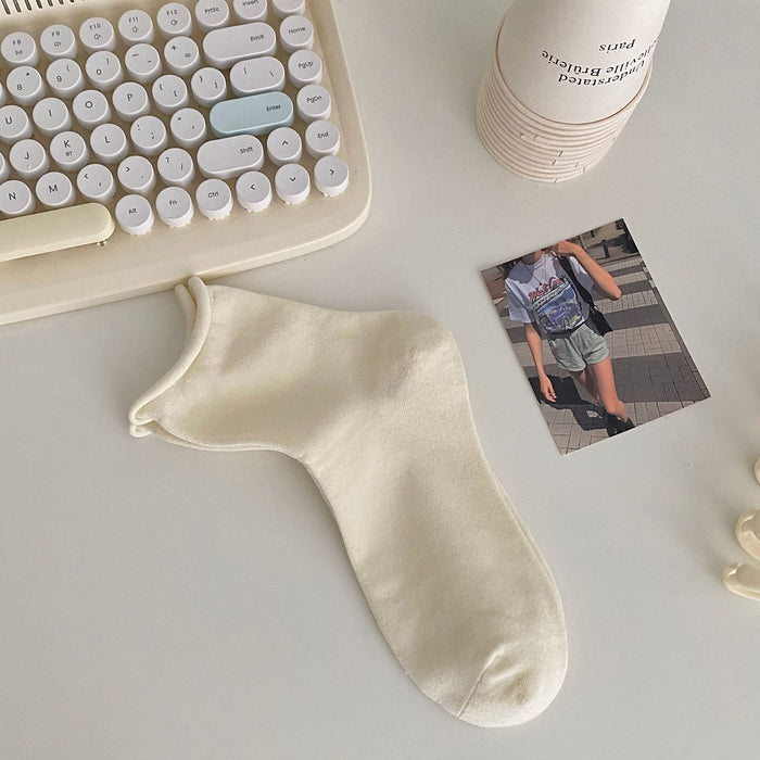 Wholesale Socks, mid tube socks, pure cotton, simple sports, rolled edge short tube socks