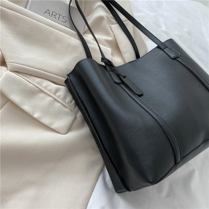 Wholesale Simple large capacity soft leather tote bag, casual versatile shoulder bag