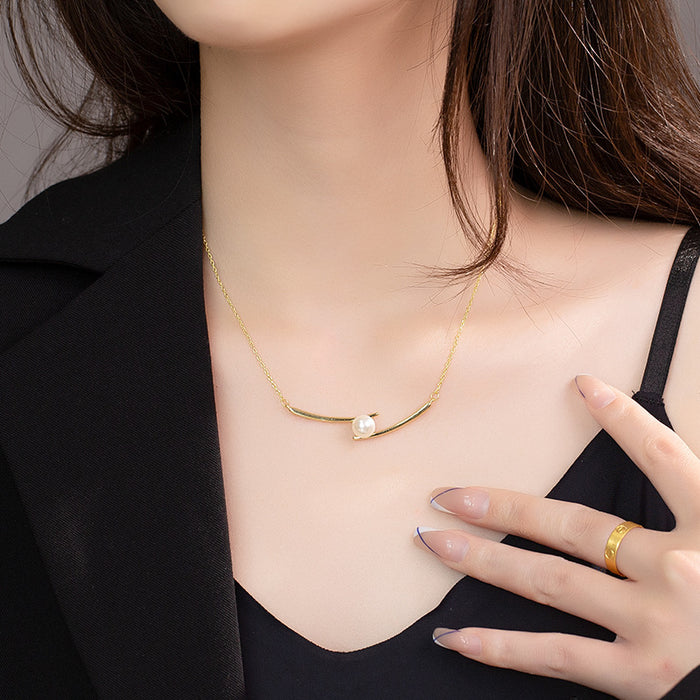 Wholesale Cross pearl necklace, light luxury, niche, high-end, collarbone chain