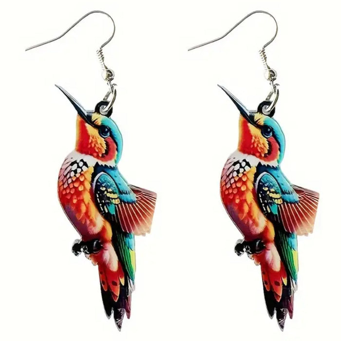 Wholesale Hummingbird Fox Horse Kite Parrot Acrylic Pendant Earrings JDC-ES-Yuhen001