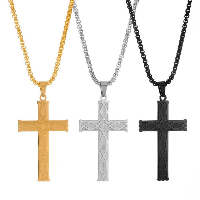 Wholesale Titanium Steel Simple Cross Necklace JDC-NE-FengH002