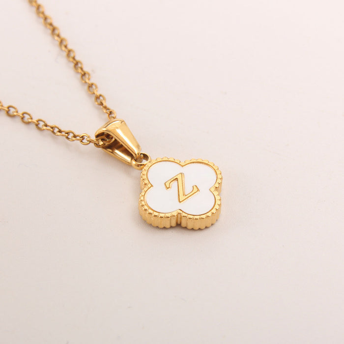 Wholesale gold-plated letter necklace women four-leaf letter pendant necklace jewelry