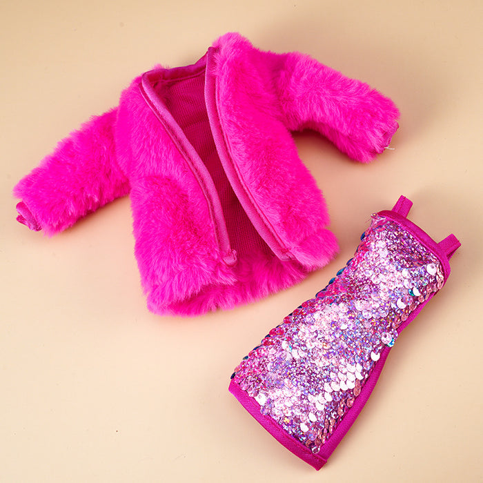 Wholesale Fur plush vest coat skirt suit dress doll clothes