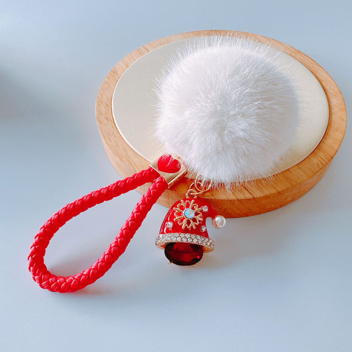 Wholesale Rhinestone Oil Drop Christmas Hat Shoes Snowman Sika Deer Hair Ball Zinc Alloy Keychain JDC-KC-ZhanLun019