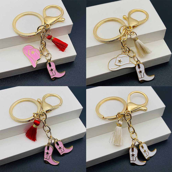 Wholesale Vintage denim-style alloy keychain
