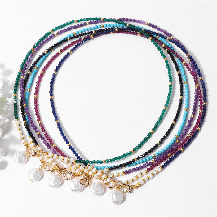 Wholesale 3m man made crystal bead necklace with pearl pendant