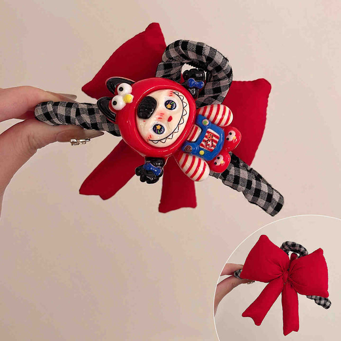 Wholesale Catching cartoon bow plate hair clip, new plaid large shark clip