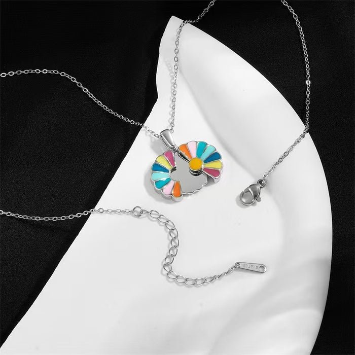 Wholesale copper pendant oil drop small daisy titanium steel necklace advanced jewelry