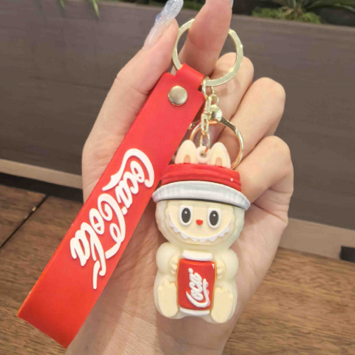 Wholesale Creative and Personalized Cola Little Sheep Keychain Beverage Bottle Bag Pendant Three-Dimensional Soft Plastic Doll Wholesale Street Stall