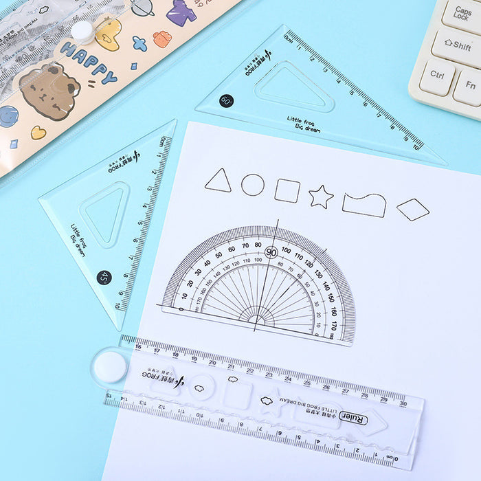 Wholesale Cartoon ruler suit ruler 4-piece set school supplies triangle