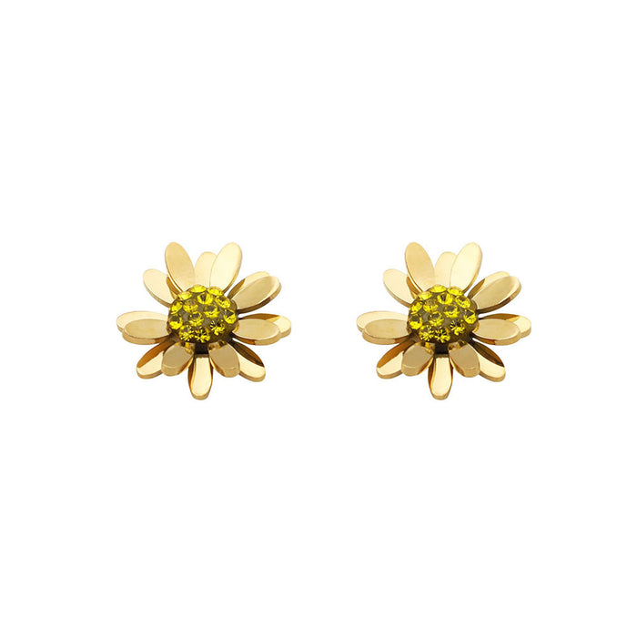 Wholesale  zircon chrysanthemum titanium steel earrings
