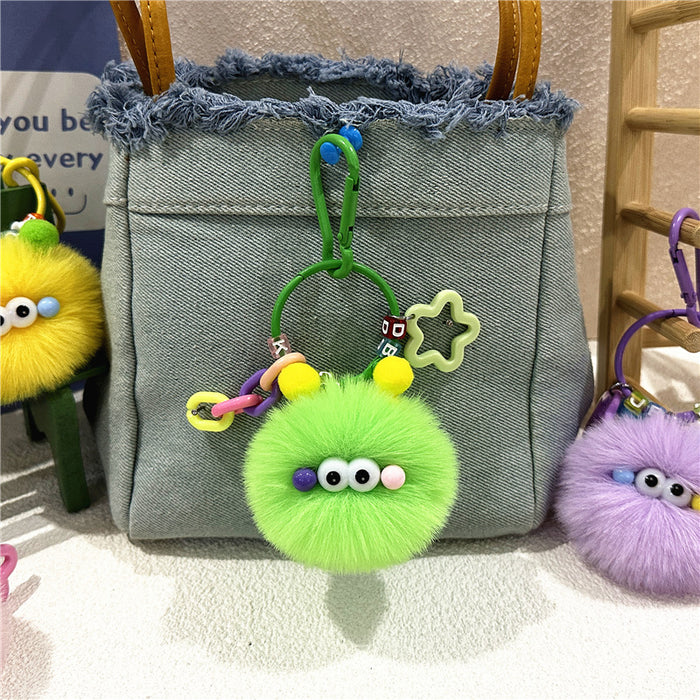 Wholesale Cute Cartoon Keychain Cute Creative Small Coal Ball Plush Doll Schoolbag Pendant Student Doll Gift