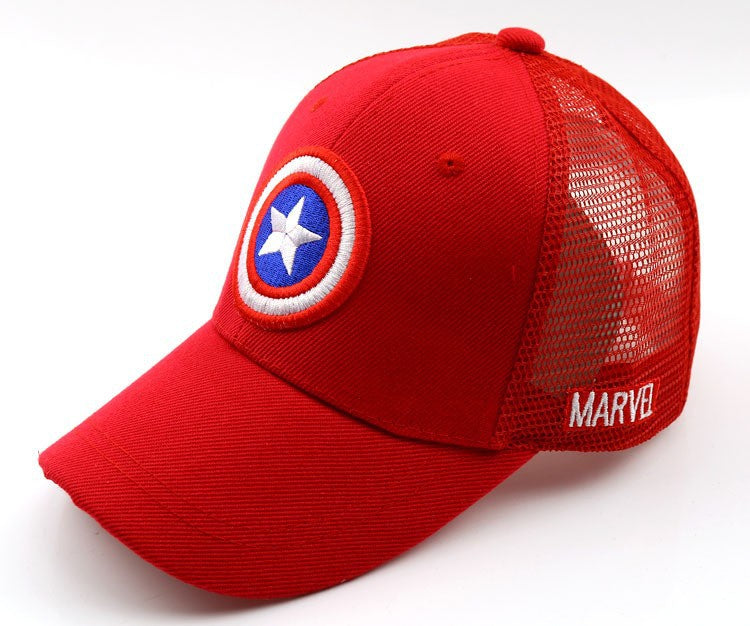 Wholesale Red Solid Color Kids Baseball Cap With Wide Brim Sunscreen Dome Top Trendy Gift