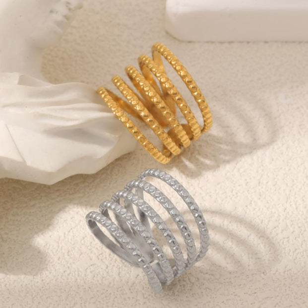 Wholesale Luxury and sophisticated irregular geometric stainless steel ring