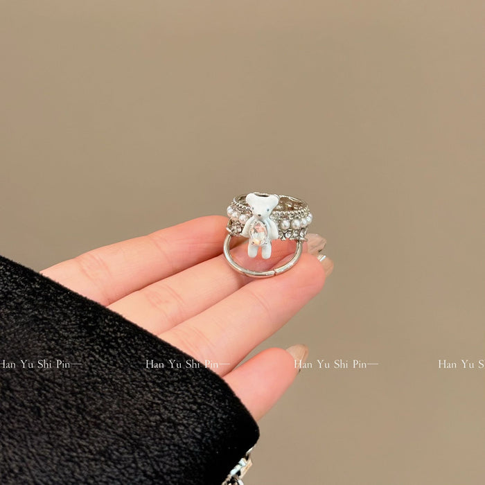 Wholesale Imitation pearl multi-layer ring, niche design, versatile commuting fashion ring