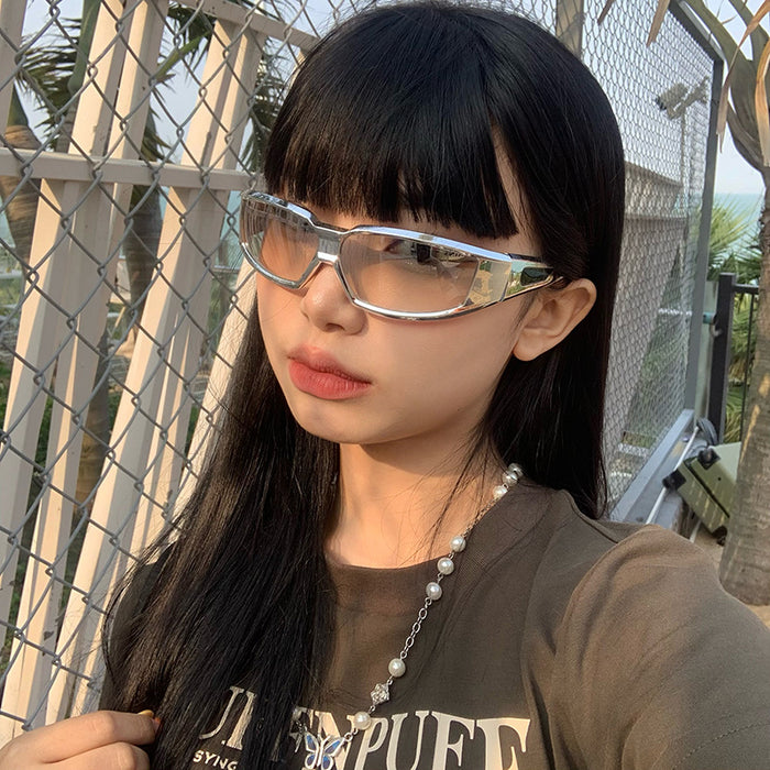 Wholesale Sunglasses Square Reflective Silver Frame Glasses