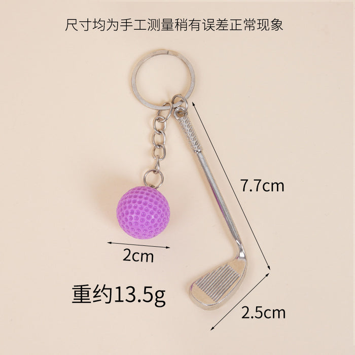 Wholesale Metal Golf Ball And Club Keychain Bag Charm Stylish Couple Gift Car Key Accessory MOQ≥2