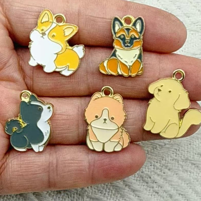 Wholesale 10 PCS Cute puppy alloy enamel DIY Charms