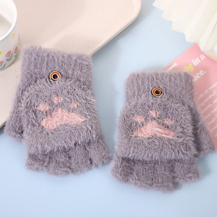 Wholesale Cat paw half-finger flip gloves