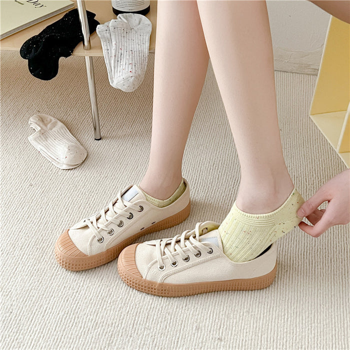 Wholesale Socks, dotted yarn, boat socks, double needle vertical stripes, invisible socks, adhesive anti slip short tube socks