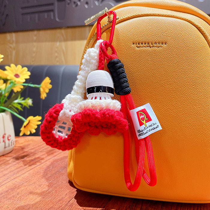 Wholesale Hand-woven badminton pendant wool bag pendant finished woven badminton keychain