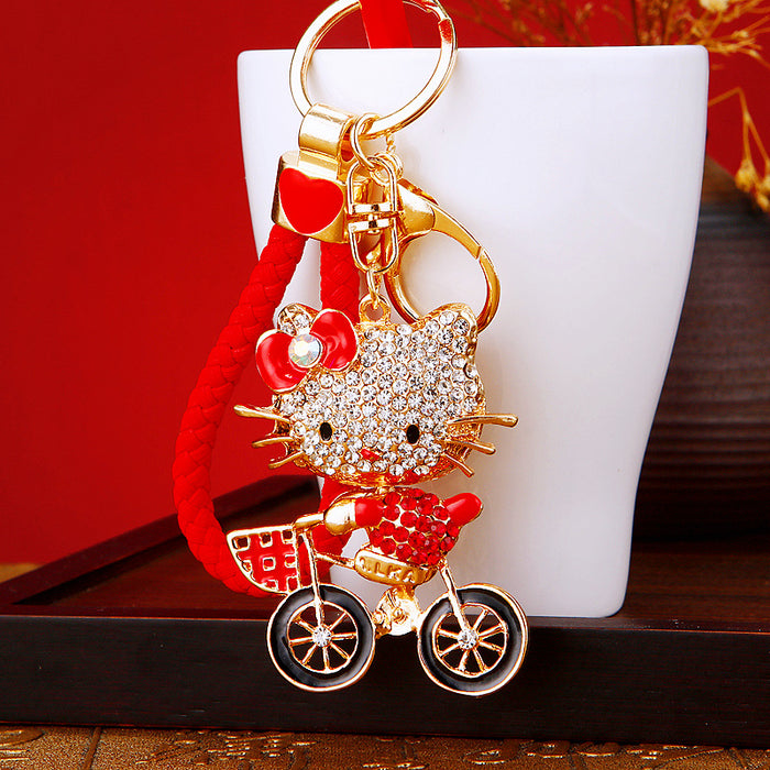 Wholesale Diamond studded bow, car keychain, metal pendant, keychain ring