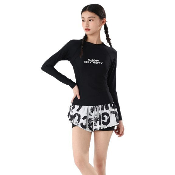 Wholesale Letter long sleeved split swimsuit women's swimming pool special swimsuit women's two-piece swimsuit set