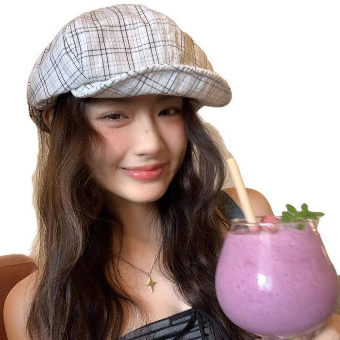 Wholesale Plaid beret versatile painter's hat