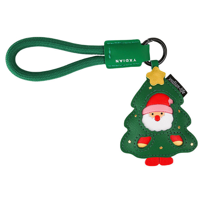 Wholesale Christmas Tree Leather Keychain Pendant Cute  Bag Charm Gift