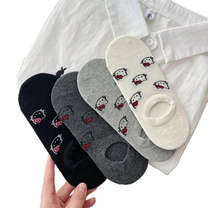 Wholesale Printed outer socks made of cotton, versatile and thin, short tube decorative women's socks, niche boat socks