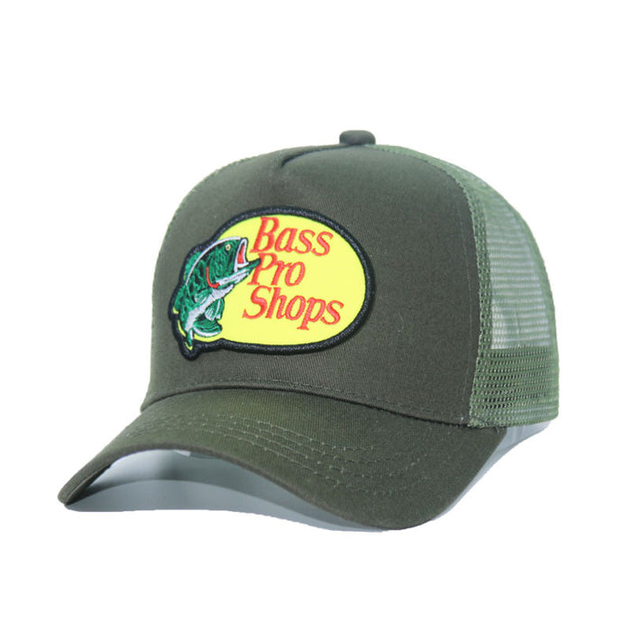 Wholesale Bass fish embroidery baseball cap summer breathable men's and women's sunshade cap patch sun hat