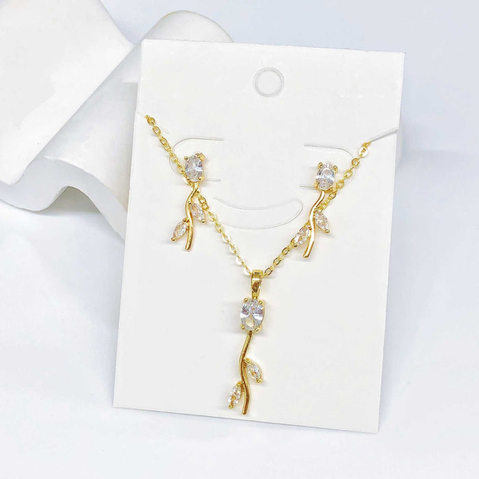 Wholesale Tulip Necklace and Earring Set Clavicle Jewelry