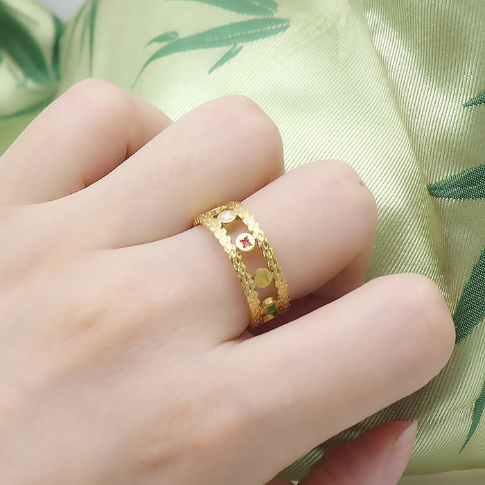 Wholesale Vintage butterfly hollowed out ring with copper gold-plated opening and adjustable high-end feel
