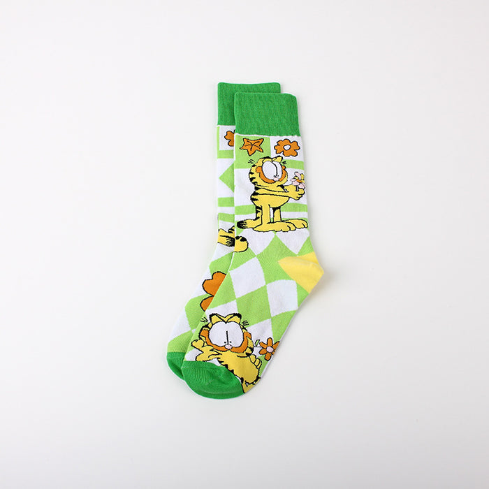 Wholesale Leisure Sports Jacquard Four Seasons Youth Women Cotton Couple Middle Socks Men Trendy Socks Long Socks