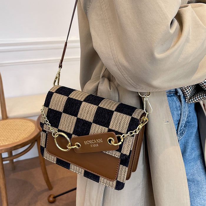 Wholesale Checkerboard Crossbody Bag Niche Small Square Bag Portable