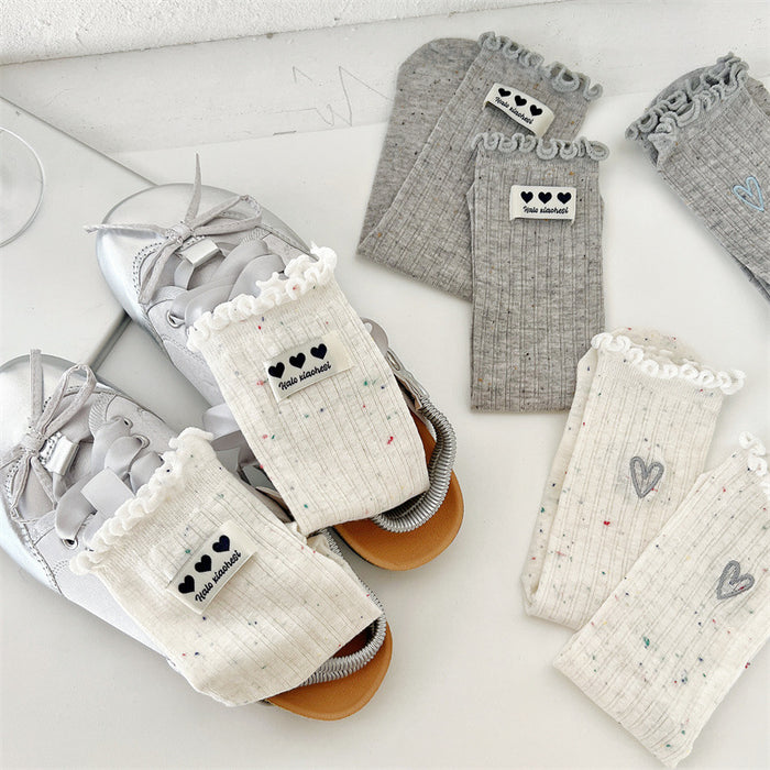 Wholesale New Socks, Children's Middle Socks, Love Cloth Label Accessories, Stacked Socks