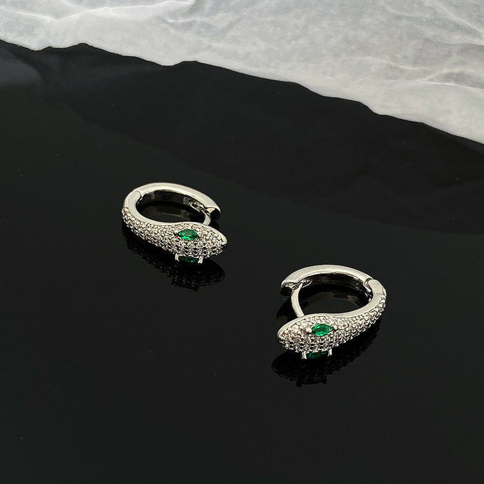 Wholesale Micro inlaid zircon snake-shaped earrings men's stainless steel anti-allergic high-grade accessories women's all-match personalized jewelry