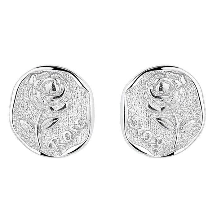 Wholesale Pure silver rose earrings, sweet ear bone studs, fashionable and elegant ear accessories