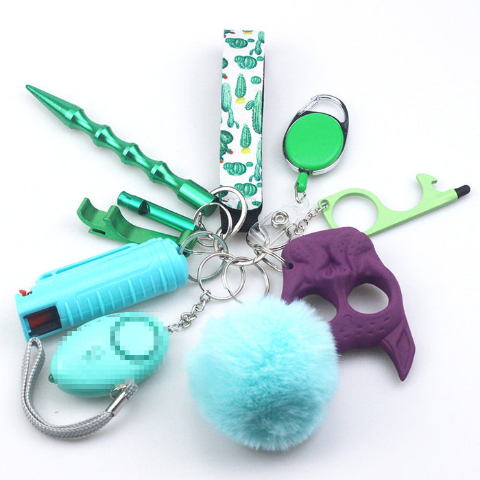 Wholesale Plastic Hair Ball Multifunctional 10-piece Keychain JDC-KC-TouMS062