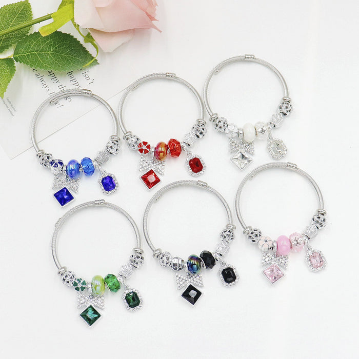 Wholesale Bow Pendant Beaded Bracelet Black Stainless Steel Adjustable Jewelry Accessory