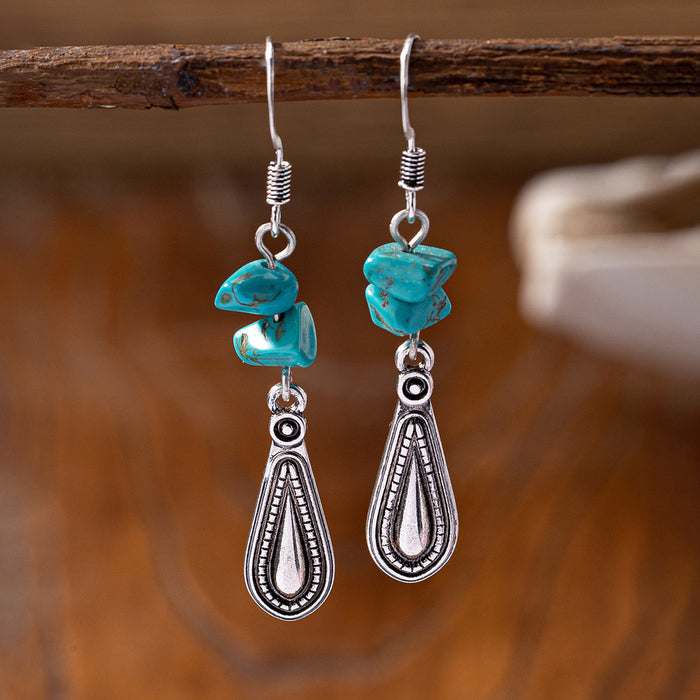 Wholesale Retro turquoise decorative pendant earrings exaggerated personality