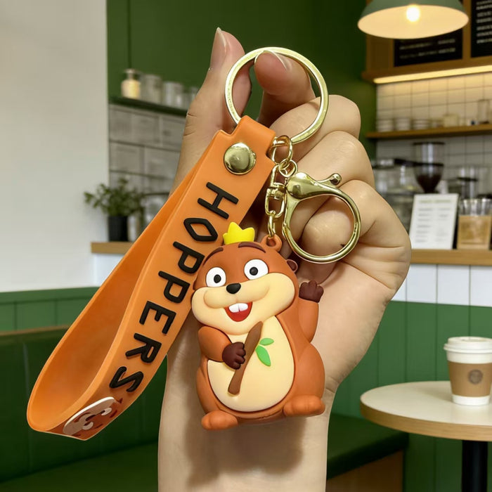 Wholesale Silicone PVC Cartoon Beaver Keychain Bag Charm Decorative Gift for Kids MOQ≥2