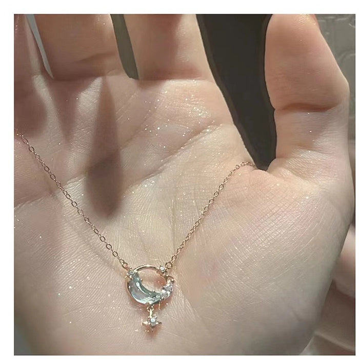 Wholesale Necklace Women's  Blue Star Moon Clavicle Chain temperament choker necklace