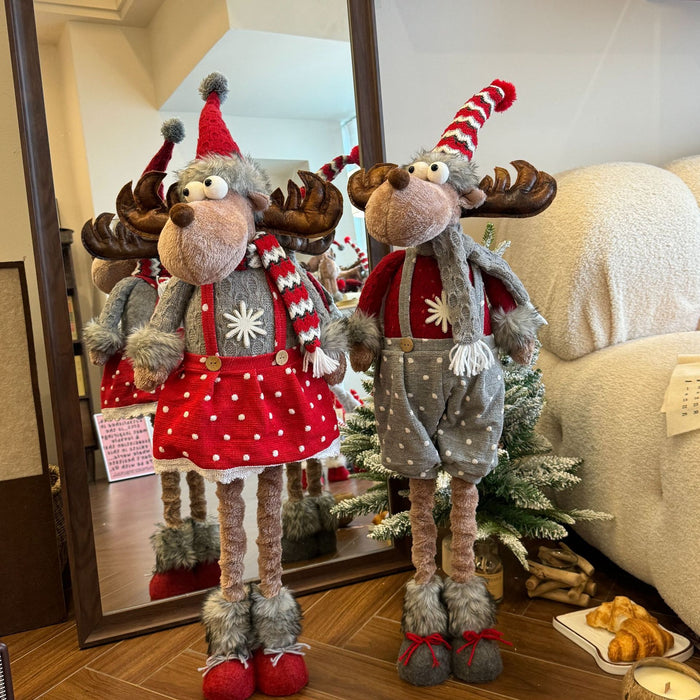 Wholesale  Elk Doll Four-legged Deer Doll Santa Festival Snowman Doll Window Decorations Ornaments