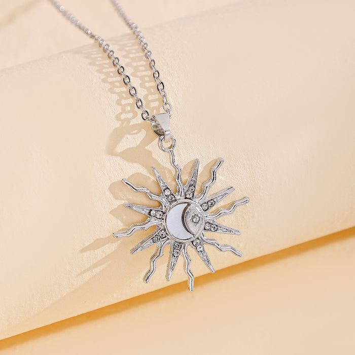 Wholesale Fashion alloy moon pendant for accessories, niche and versatile, sun set diamond necklace, star necklace, necklace