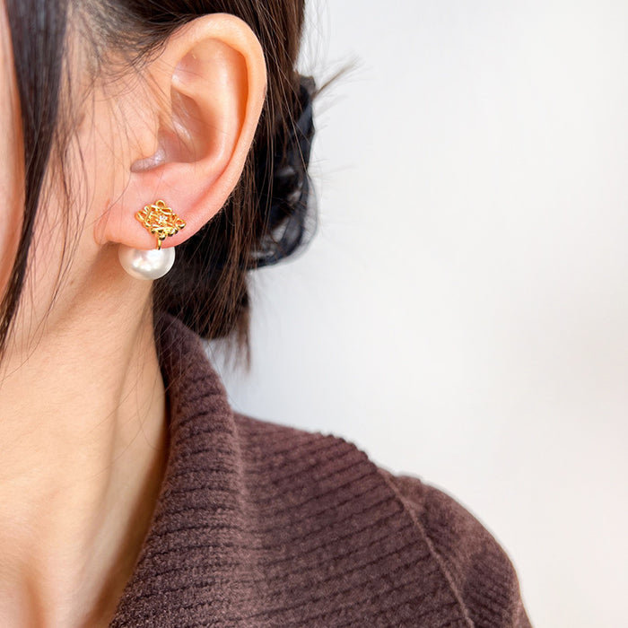 Wholesale Pearl Ear Clip Square Earrings Unique Earrings Gift