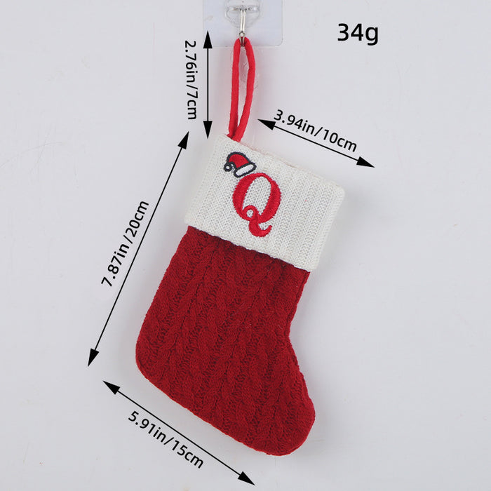 Wholesale Classic Red Letter Christmas Socks Wool Knitted Christmas Socks Festive Christmas Pendant Decoration